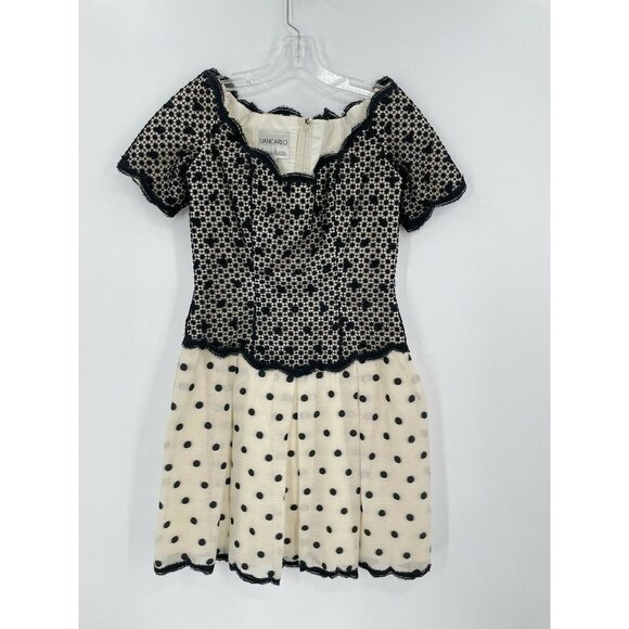 LianCarlo Neiman Marcus Mini Dress Vintage Boat Neck Black White Polka Dot Sz 6 - Picture 1 of 7